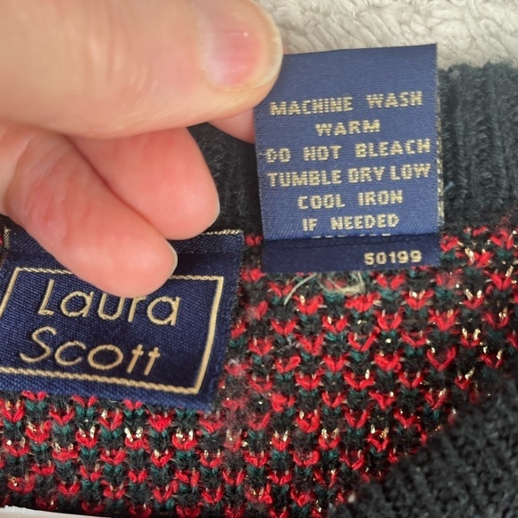 Vintage Knit Plaid Cardigan Blazer Gold Buttons Sz XL Birdseye Preppy Xmas - Picture 5 of 12